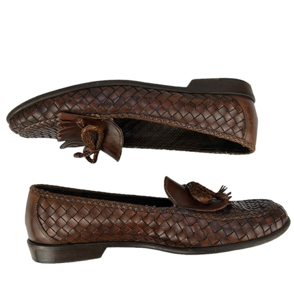 BRAGANO by COLE HAAN Vintage Woven Leather Tassel Penny Loafers Made in ITALY - Picture 7 of 14